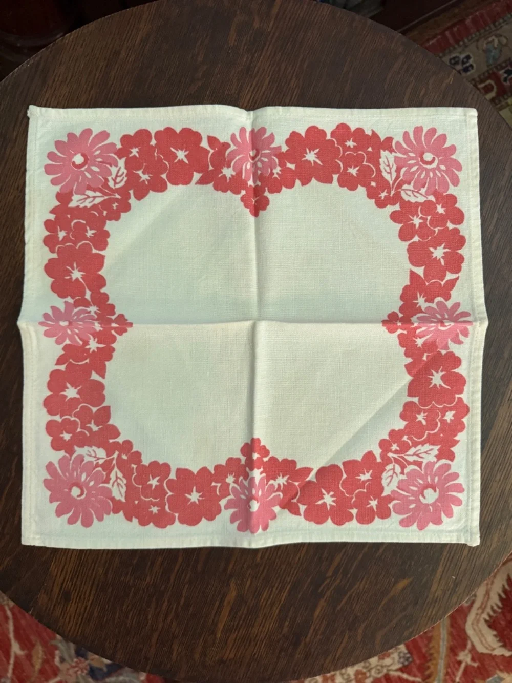 SET OF 6 VINTAGE CLOTH NAPKINS FLORAL PINK COTTAGECORE SHABBY CHIC